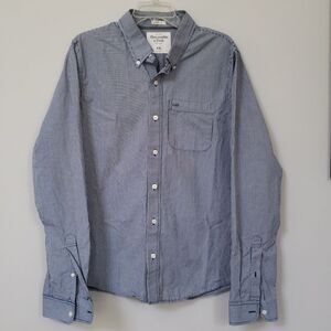 Abercrombie & Fitch Muscle Long Sleeve Blue Gingham Check Shirt Men's XXL 2XL